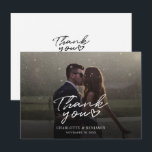 Hand-Lettered Couples Wedding Photo Thank You Card<br><div class="desc">A great and thoughtful way to thank your friends,  family,  and coworkers who graced you their presence on your your wedding day with this modern photo thank you cards with script hand lettered "thank you" and a love heart.</div>