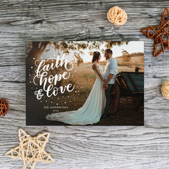 Hand Lettered Faith, Hope, and Love Photo  Holiday Card (Creator Uploaded)