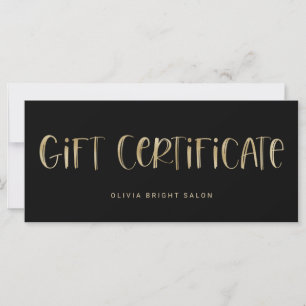 Hand Lettered Font Gold Gift Certificate