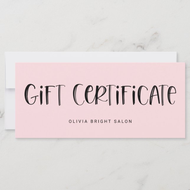 Hand Lettered Font Pale Pink | Gift Certificate (Front)