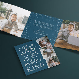 Hand Lettered Glory Multi Photo Tri-Fold Holiday Card