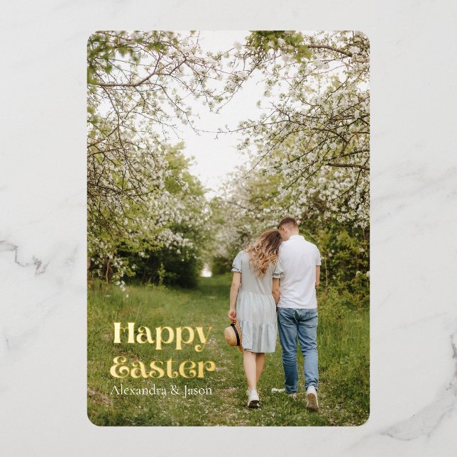 Hand-Lettered Gold Script Photo Easter (Front)