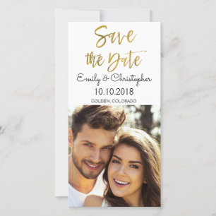 Hand Lettered Gold Script Wedding Save the Date