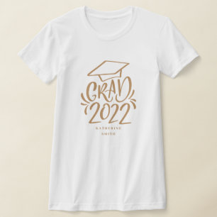 Hand-lettered Grad 2022 with Name Gold Cap T-Shirt