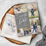 Hand Lettered Grey Collage Save The Date Announcement Postcard<br><div class="desc">Introducing our Hand Lettered Photo Collage Save The Date Announcement Postcards. These postcards are not merely an announcement, they are an expression of your story, the first chapter to the event you've dreamed about. Celebrate your special moment with this extraordinary piece of art, stirring anticipation in every recipient. The Hand...</div>