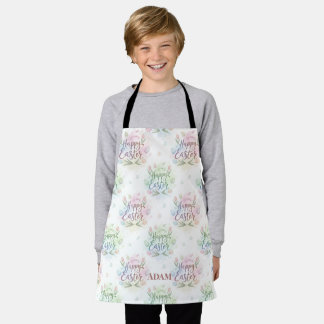 Hand-Lettered Happy Easter Watercolor kids Apron