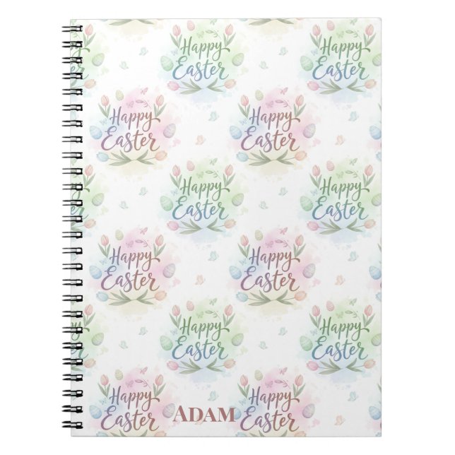Hand-Lettered Happy Easter Watercolor Notebook (Front)