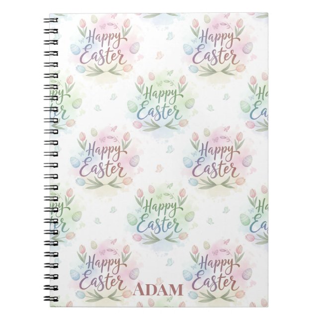 Hand-Lettered Happy Easter Watercolor Notebook (Front)