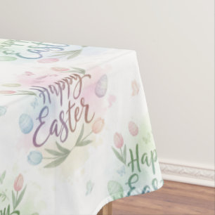 Hand-Lettered Happy Easter Watercolor Tablecloth