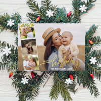 Hand Lettered Happy Holidays Photo Collage Gold
