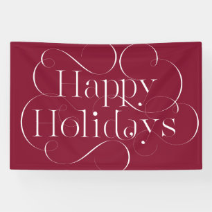Hand-lettered Happy Holidays text with flourishes Banner
