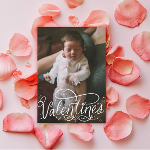 Hand Lettered Happy Valentine's Day Photo Holiday  Card