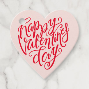 Hand-lettered Happy Valentine's Day script heart Favour Tags