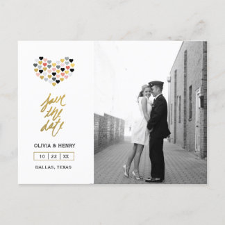 Hand Lettered Hearts | Save the Date Postcard