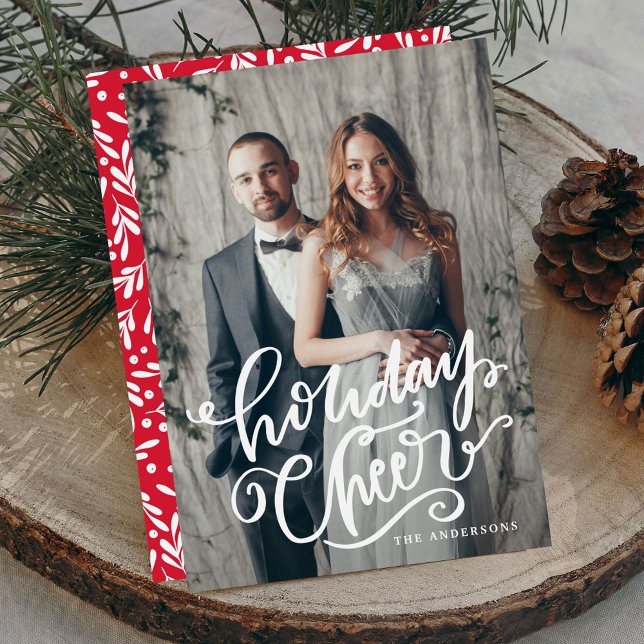 Hand-Lettered Holiday Cheer Script Overlay Photo Card (Creator Uploaded)