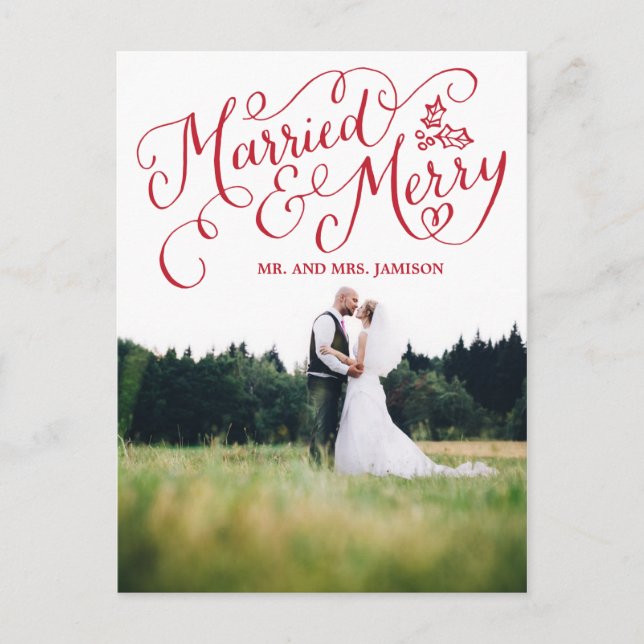 Hand Lettered Holiday Married and Merry (Front)