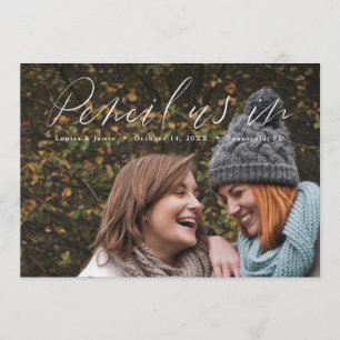 Hand Lettered Horizontal Photo Save the Date Invitation