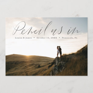 Hand Lettered Horizontal Photo Save the Date Invitation