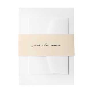 Hand Lettered "In Love" Script Wedding Invitation Belly Band