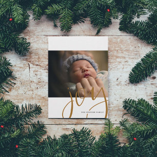 Hand Lettered Joy Photo Holiday Invitation