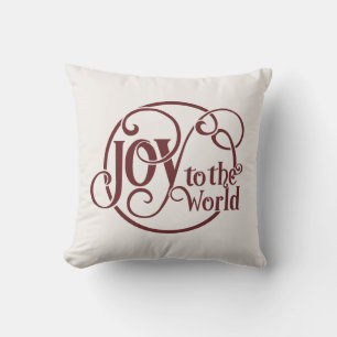 Hand-lettered Joy to the World script Christmas Cushion
