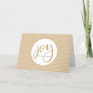 Hand Lettered Joy with Gold Pinstripe Card