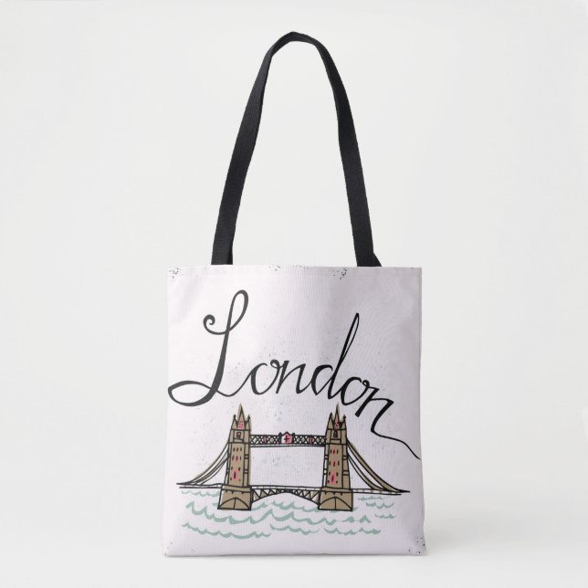 Hand Lettered London Bridge Tote Bag (Front)