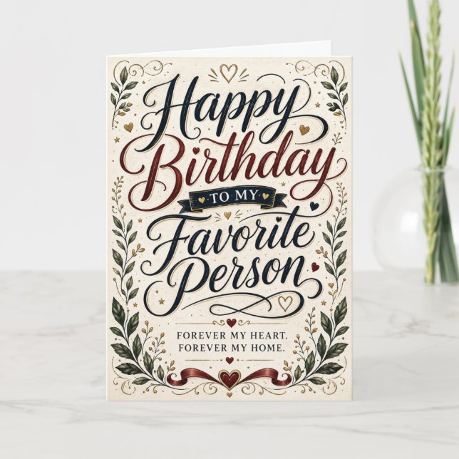 Hand-Lettered Love Birthday Card for Husband (Front)