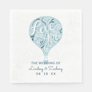Hand Lettered Love Blue Hot Air Wedding Monogram Napkin