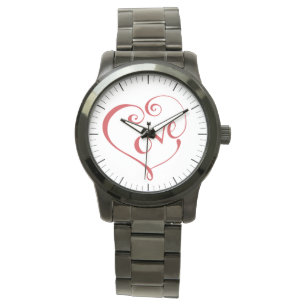 Hand Lettered Love Heart in Red Watch