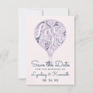 Hand Lettered Love Lavender Purple Hot Air Balloon Save The Date