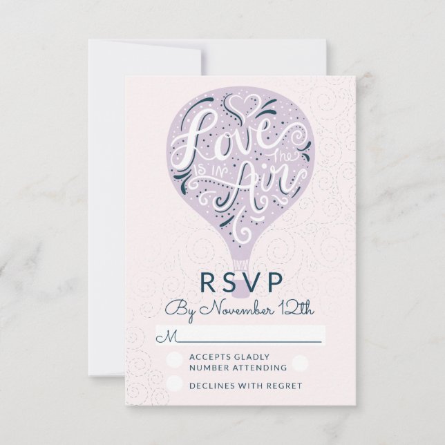 Hand Lettered Love Lavender Wedding RSVP Reply Card (Front)