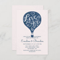 Hand Lettered Love Navy Balloon Engagement Party