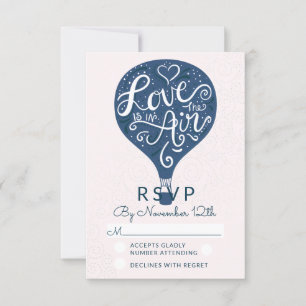 Hand Lettered Love Navy Blue Wedding RSVP Reply Card