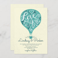 Hand Lettered Love Teal Hot Air Balloon Wedding