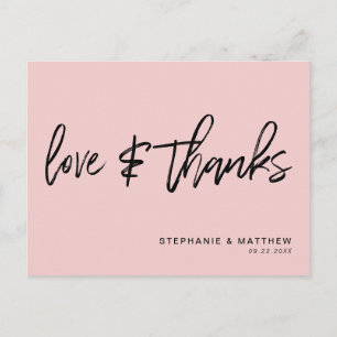 Hand-Lettered Love Thanks Blush Pink Postcard