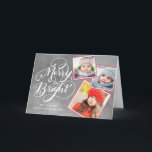 Hand Lettered Merry and Bright Christmas Snapshots Card<br><div class="desc">Modern christmas folded photo card featuring our exclusive hand lettered typography artwork that says "Merry and Bright" with a chalk background.</div>