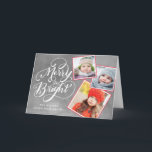 Hand Lettered Merry and Bright Christmas Snapshots Card<br><div class="desc">Modern christmas folded photo card featuring our exclusive hand lettered typography artwork that says "Merry and Bright" with a chalk background.</div>
