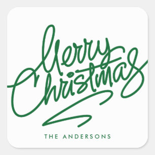 HAND-LETTERED MERRY CHRISTMAS HOLIDAY STICKER