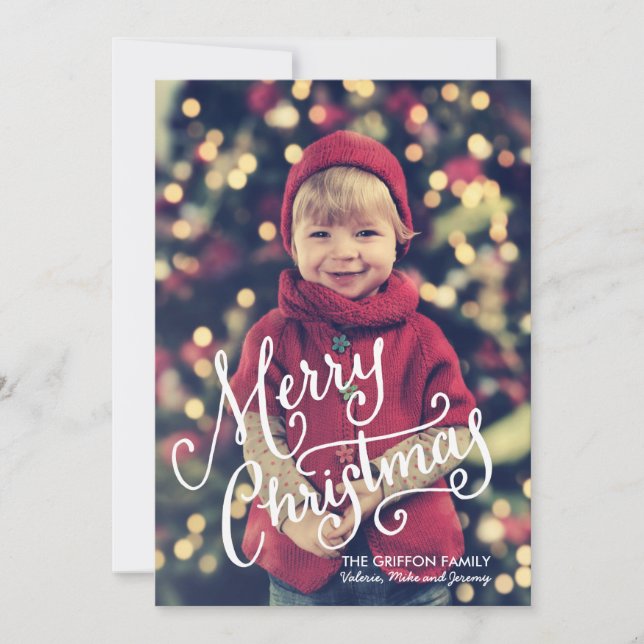 Hand Lettered Merry Christmas Photo Card (Front)