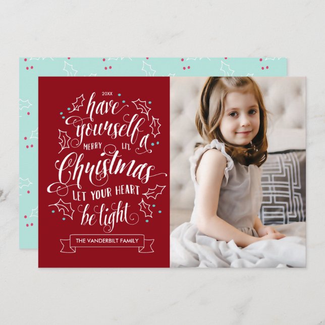 Hand Lettered Merry Li'l Christmas 1 Photo Holiday (Front/Back)