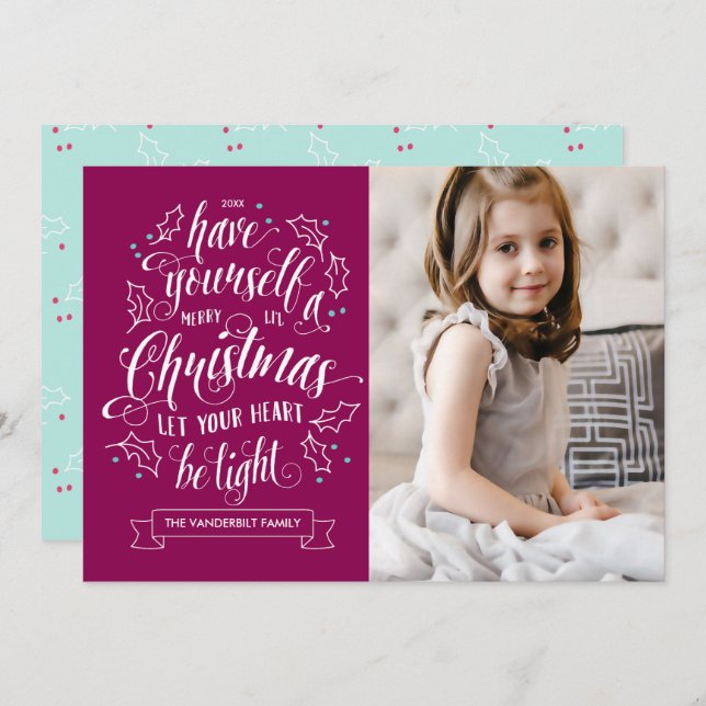Hand Lettered Merry Li'l Christmas 1 Photo Holiday (Front/Back)
