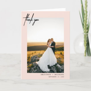 Hand-Lettered Modern Blush Pink Thank You Card