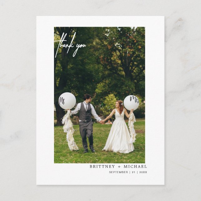 Hand-Lettered Modern Minimal Photo Postcard (Front)