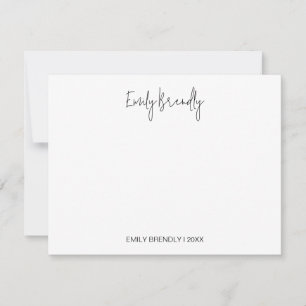 Hand Lettered Modern Minimal White Flat Note Card