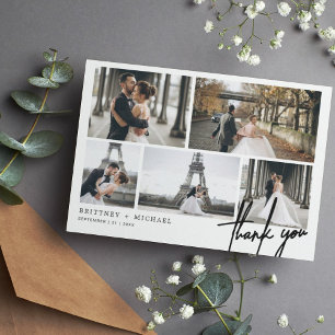 Hand-Lettered Modern Photo Collage Thank You Card