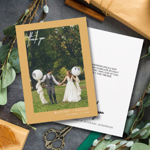 Hand-Lettered Modern Photo Mustard Yellow Thank You Card