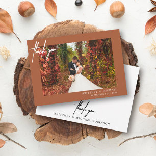 Hand-Lettered Modern Photo Terracotta Thank You Card