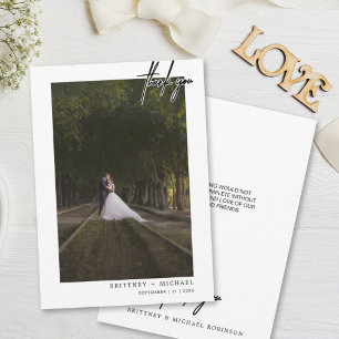 Hand-Lettered Modern Simple Outline Photo Thank You Card