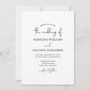 Hand-Lettered Modern Simple Wedding Invitation